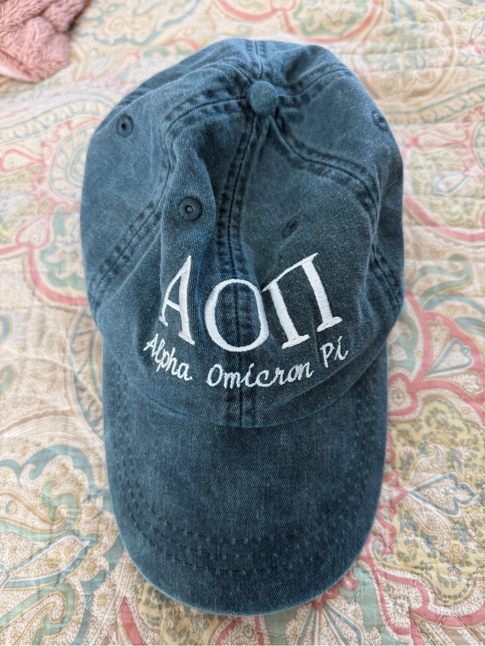 Adams AOII Embroidered Denim-Look Baseball Cap - Blue